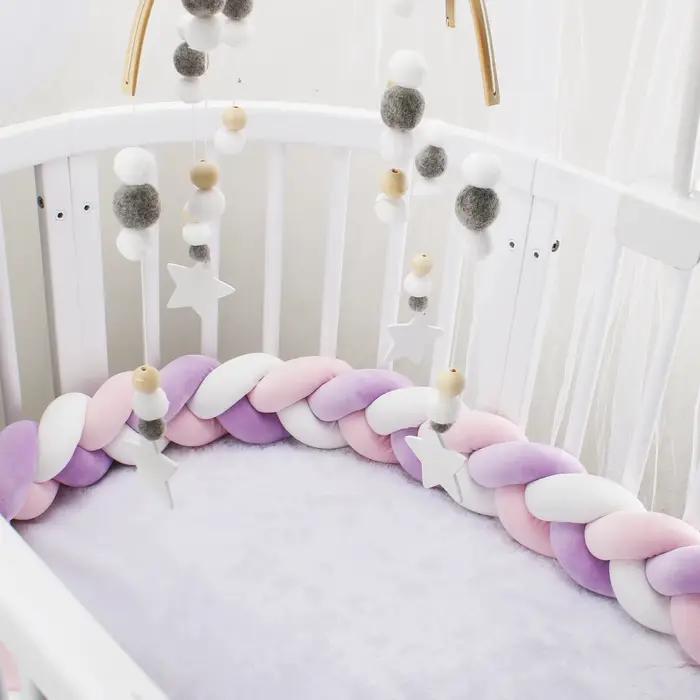 1-4 M bébé lit protecteur infantile berceau oreiller coussin tresse noeud pare-chocs