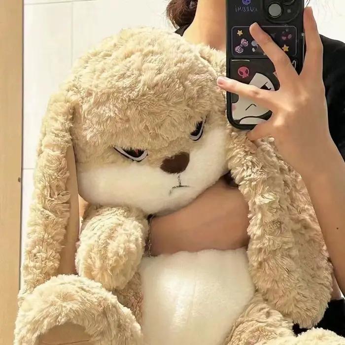 Jouet en peluche lapin en colère grande taille poupée kawaii décoration chambre cadeau anniversaire elfe films séries