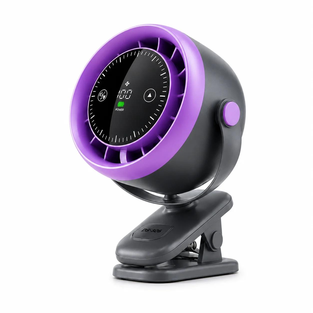 Ventilateur à clipser pour poussette, 100 niveaux de vitesse, écran tactile, faible bruit, oscillati
